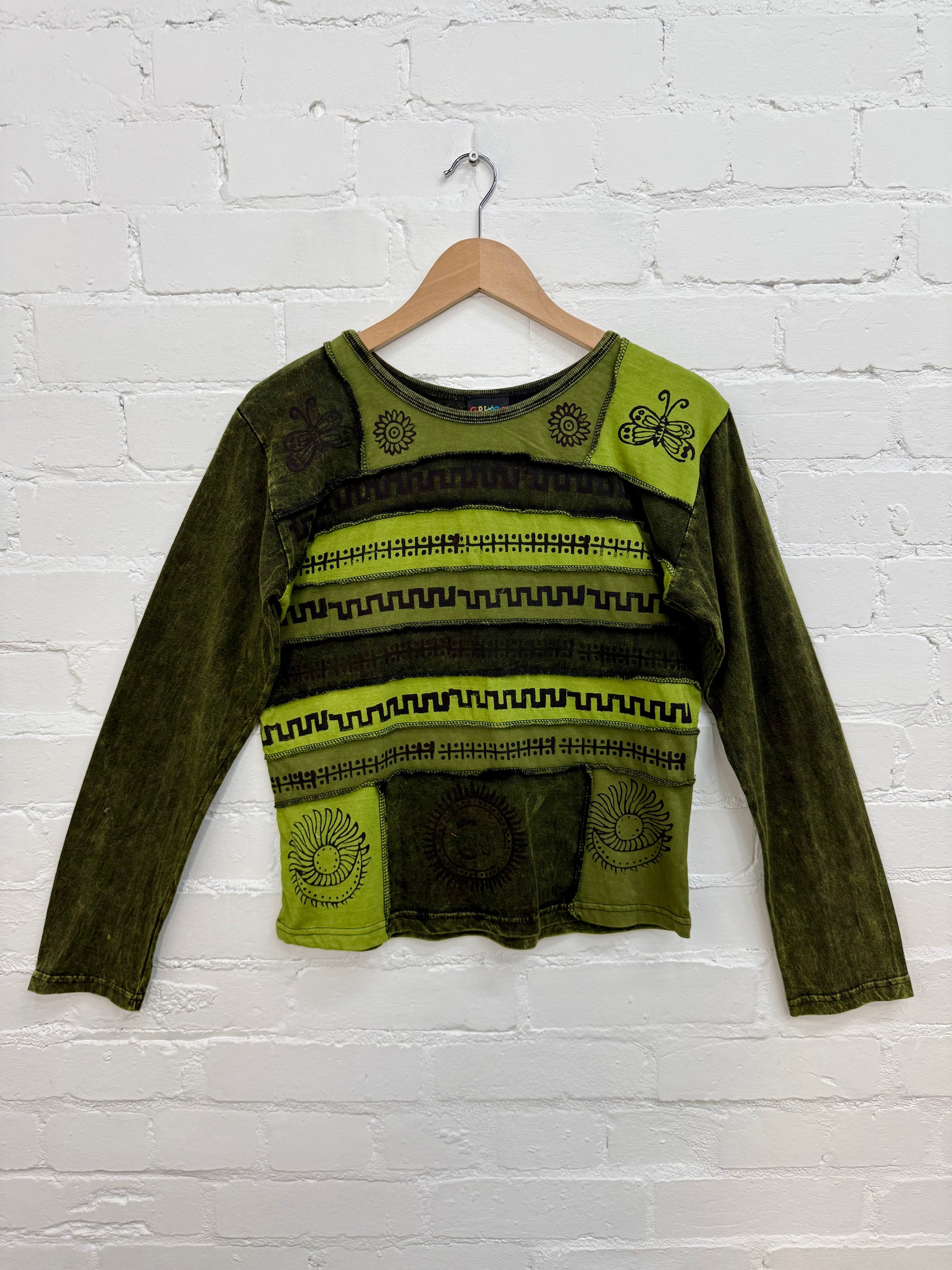 Printed Patchwork Long Sleeve T-Shirt