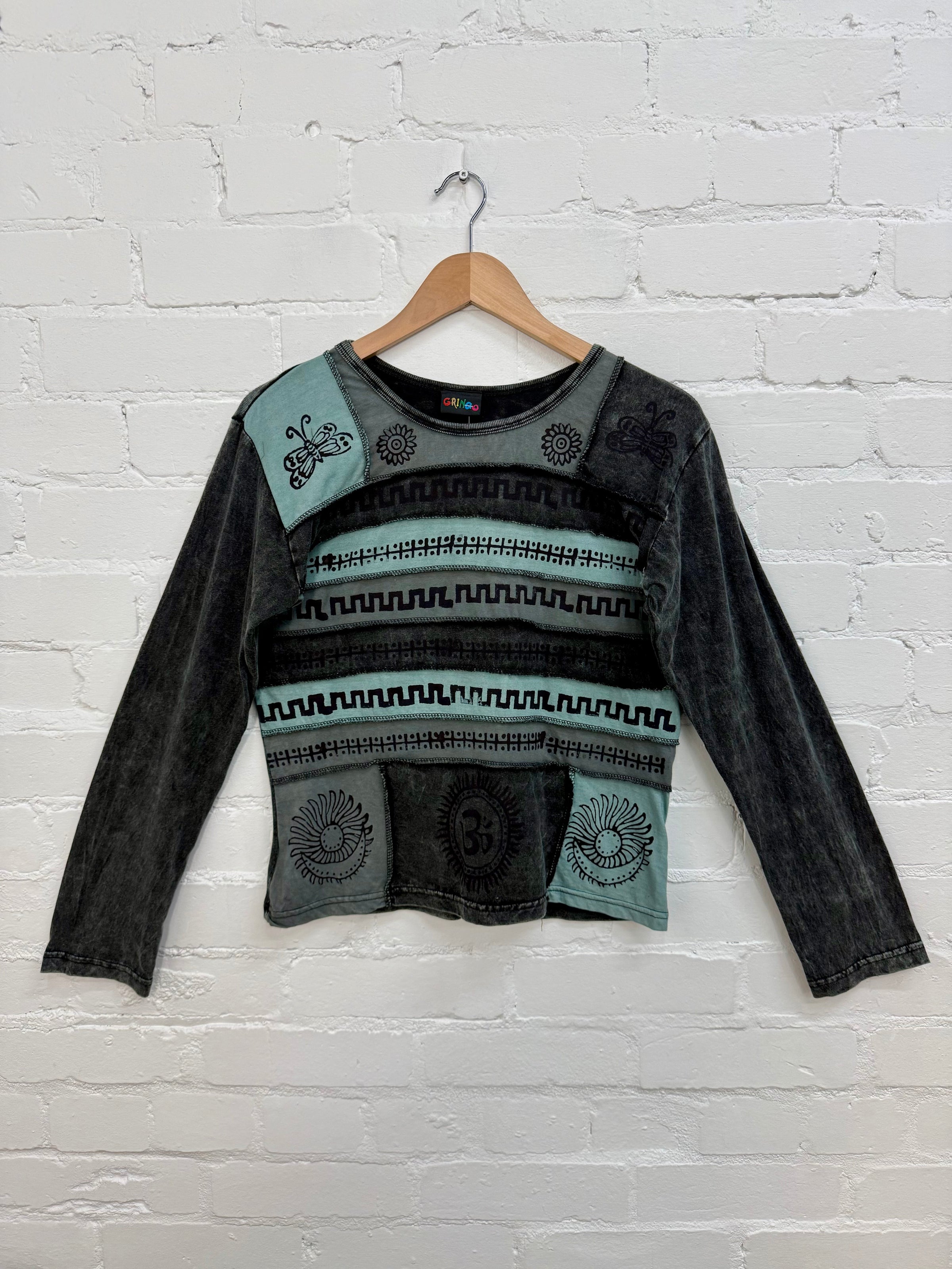 Printed Patchwork Long Sleeve T-Shirt