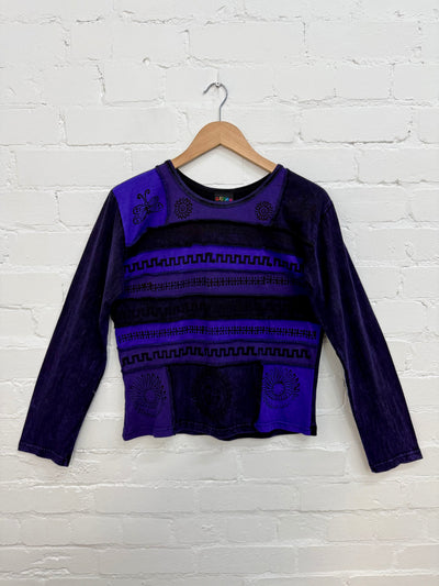 Printed Patchwork Long Sleeve T-Shirt