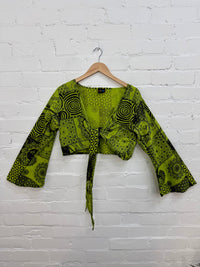 Printed Patchwork Tie Wrap Top