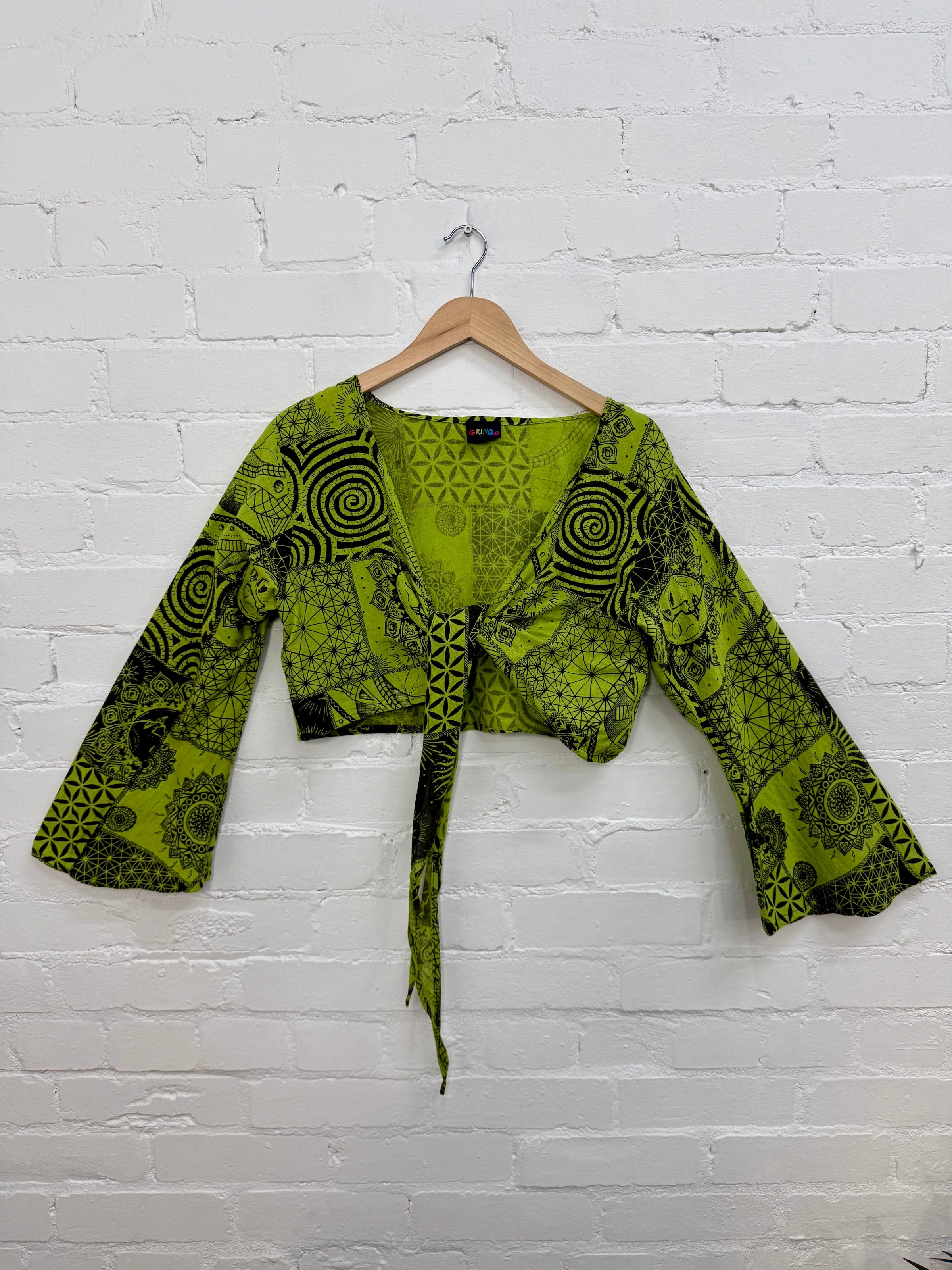 Printed Patchwork Tie Wrap Top