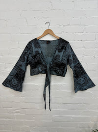 Printed Patchwork Tie Wrap Top