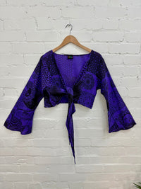 Printed Patchwork Tie Wrap Top