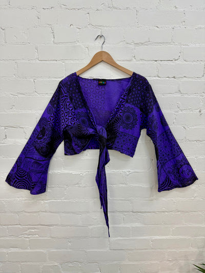 Printed Patchwork Tie Wrap Top