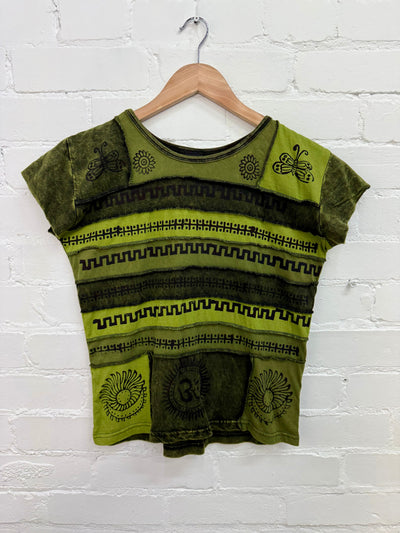 Printed Patchwork Short Sleeve T-Shirt