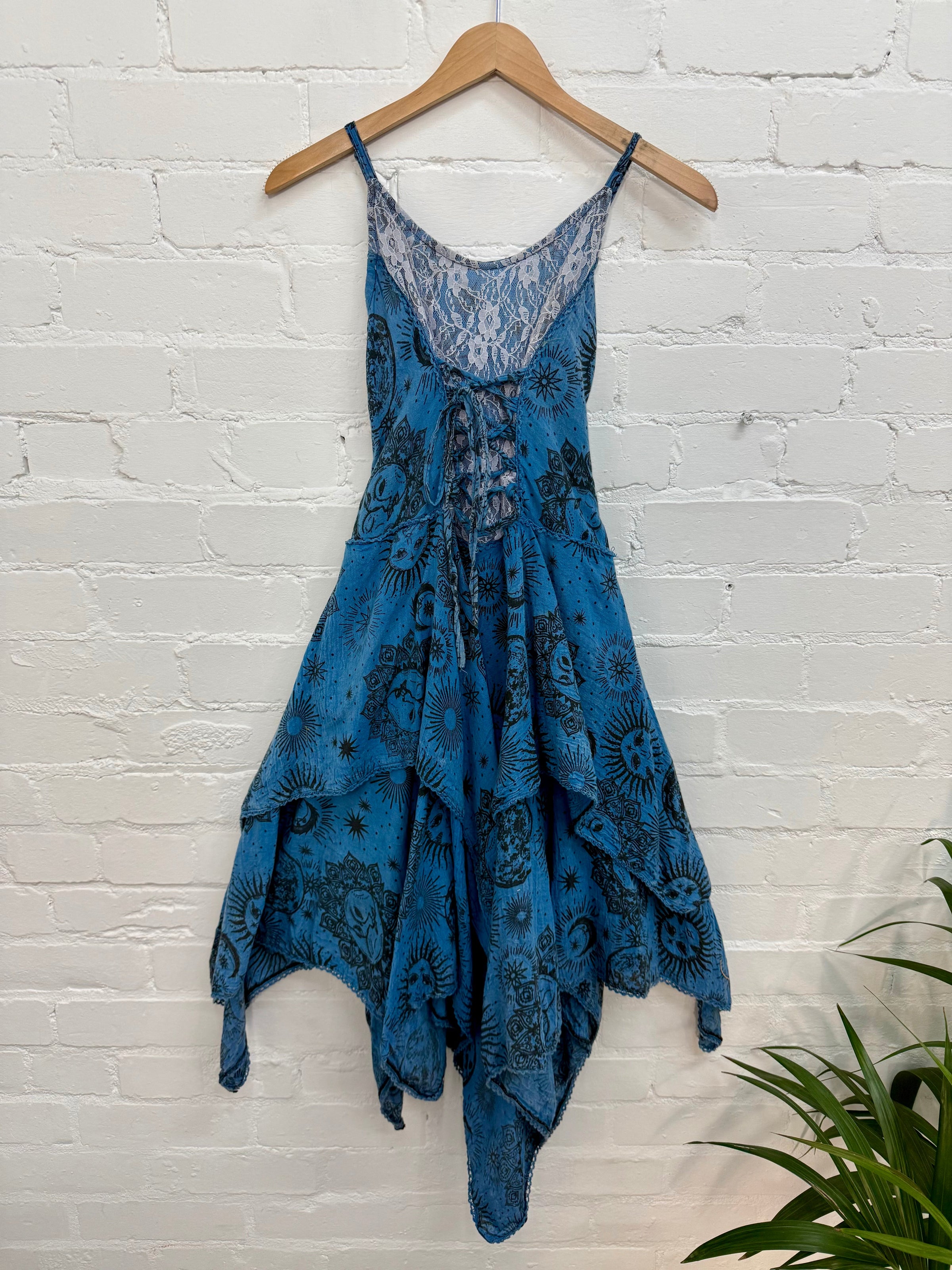 Celestial Print Strappy Midi Dress