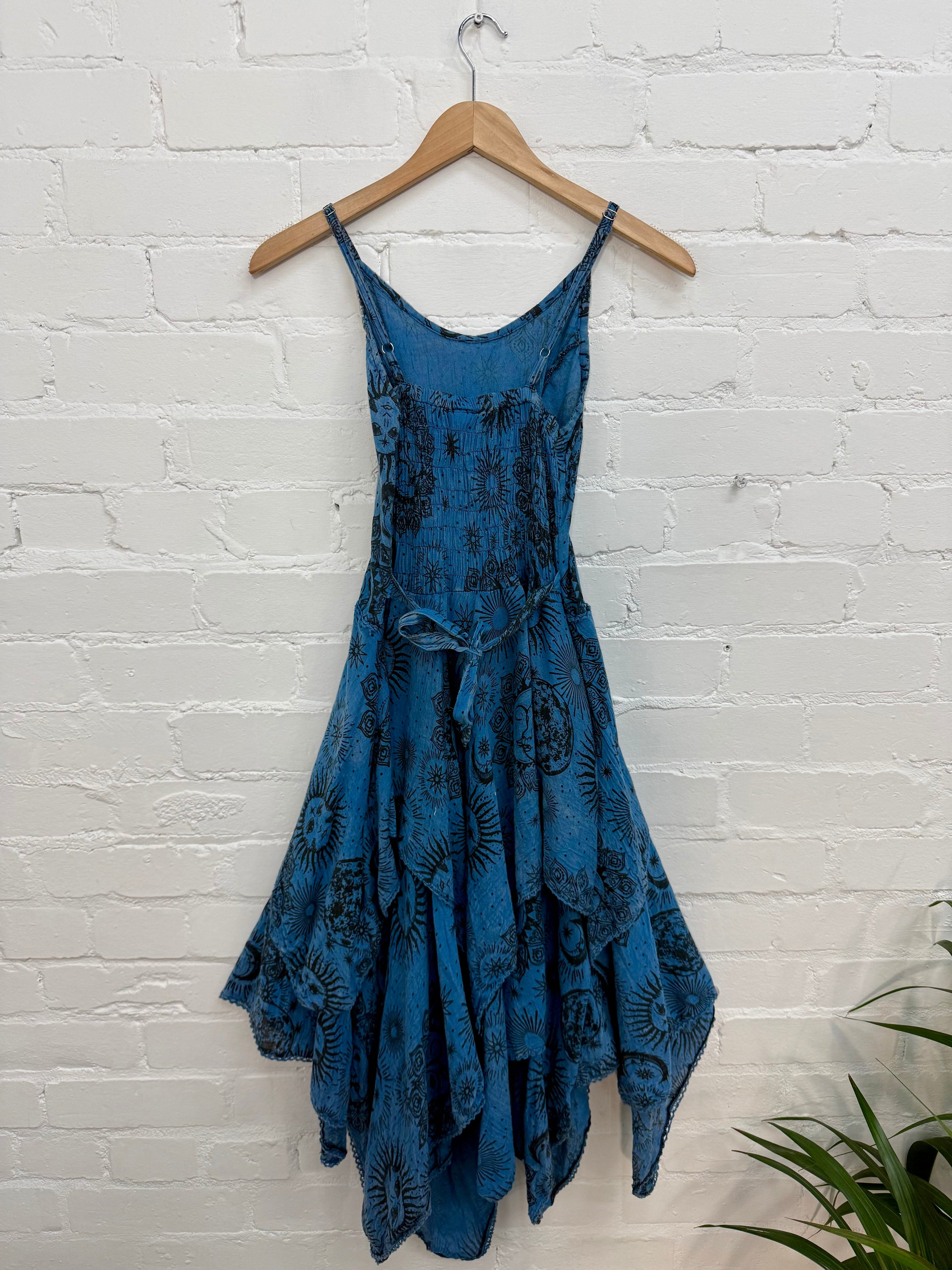 Celestial Print Strappy Midi Dress