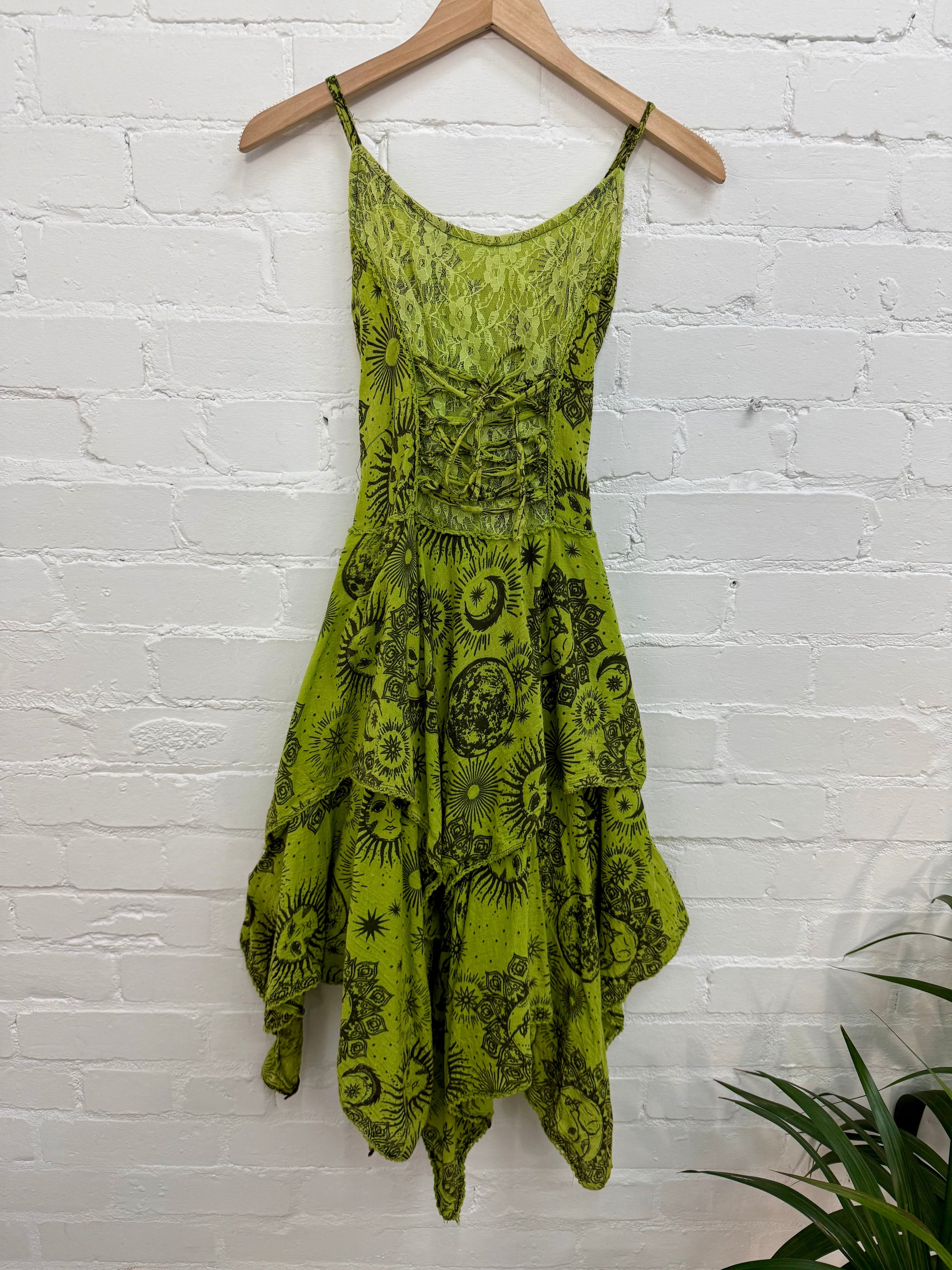 Celestial Print Strappy Midi Dress