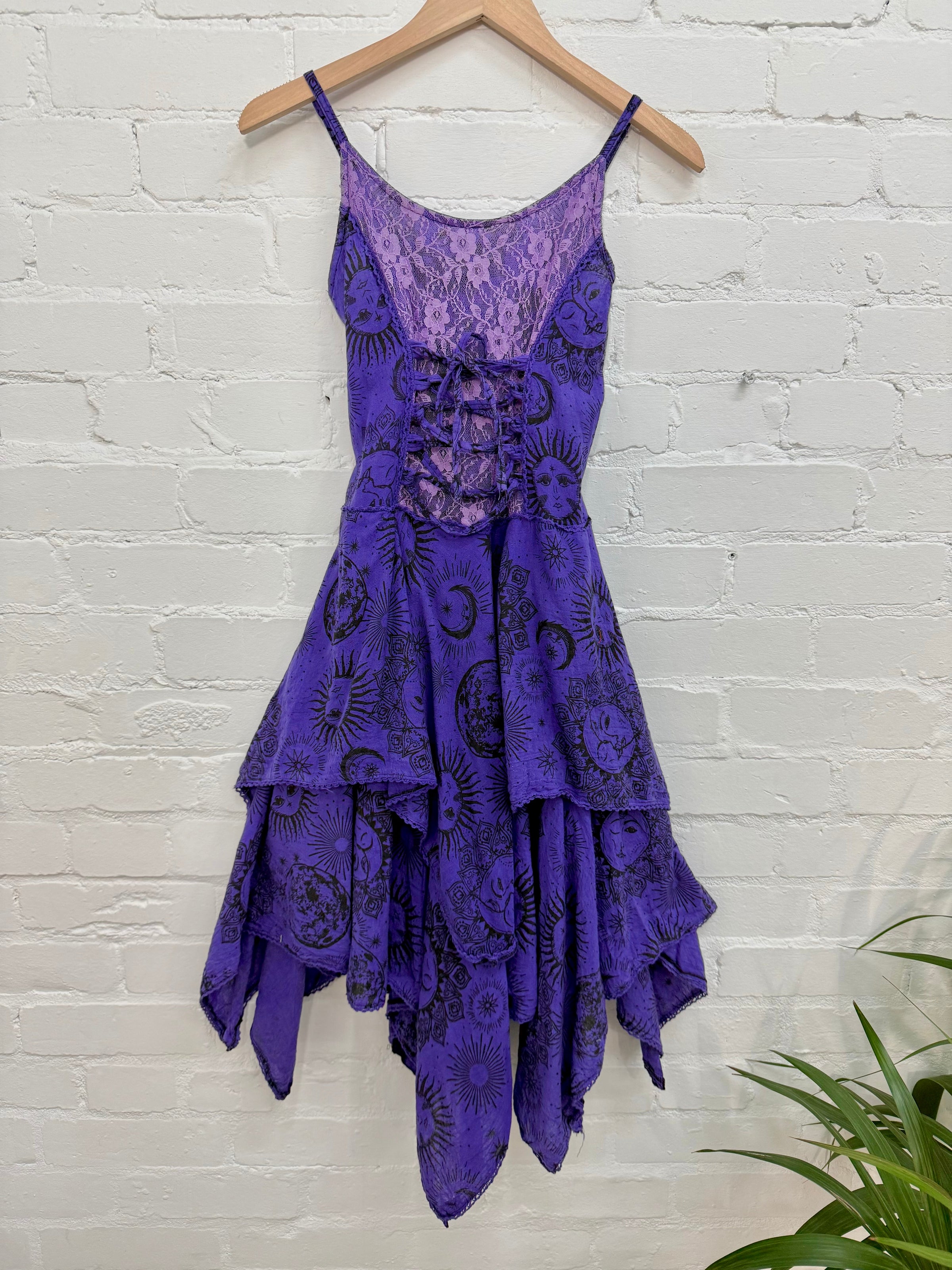 Celestial Print Strappy Midi Dress