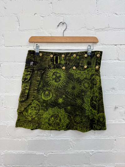 Celestial Print Short Popper Skirt
