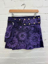 Celestial Print Short Popper Skirt