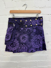 Celestial Print Short Popper Skirt