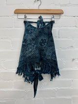 Celestial Print Cropped Halter Tie Top