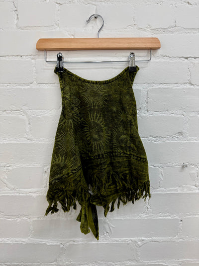 Celestial Print Halter Tie Top