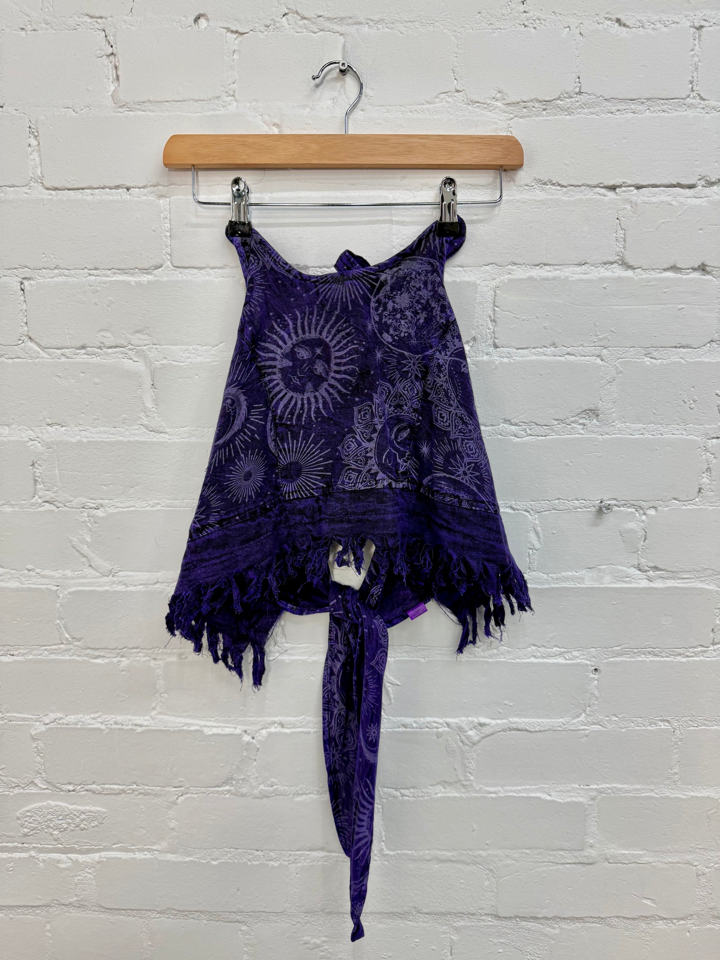 Celestial Print Halter Tie Top