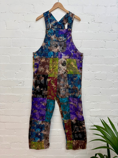 Tie-Dye Patchwork Long Dungarees