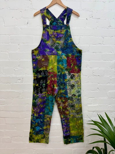 Tie-Dye Patchwork Long Dungarees