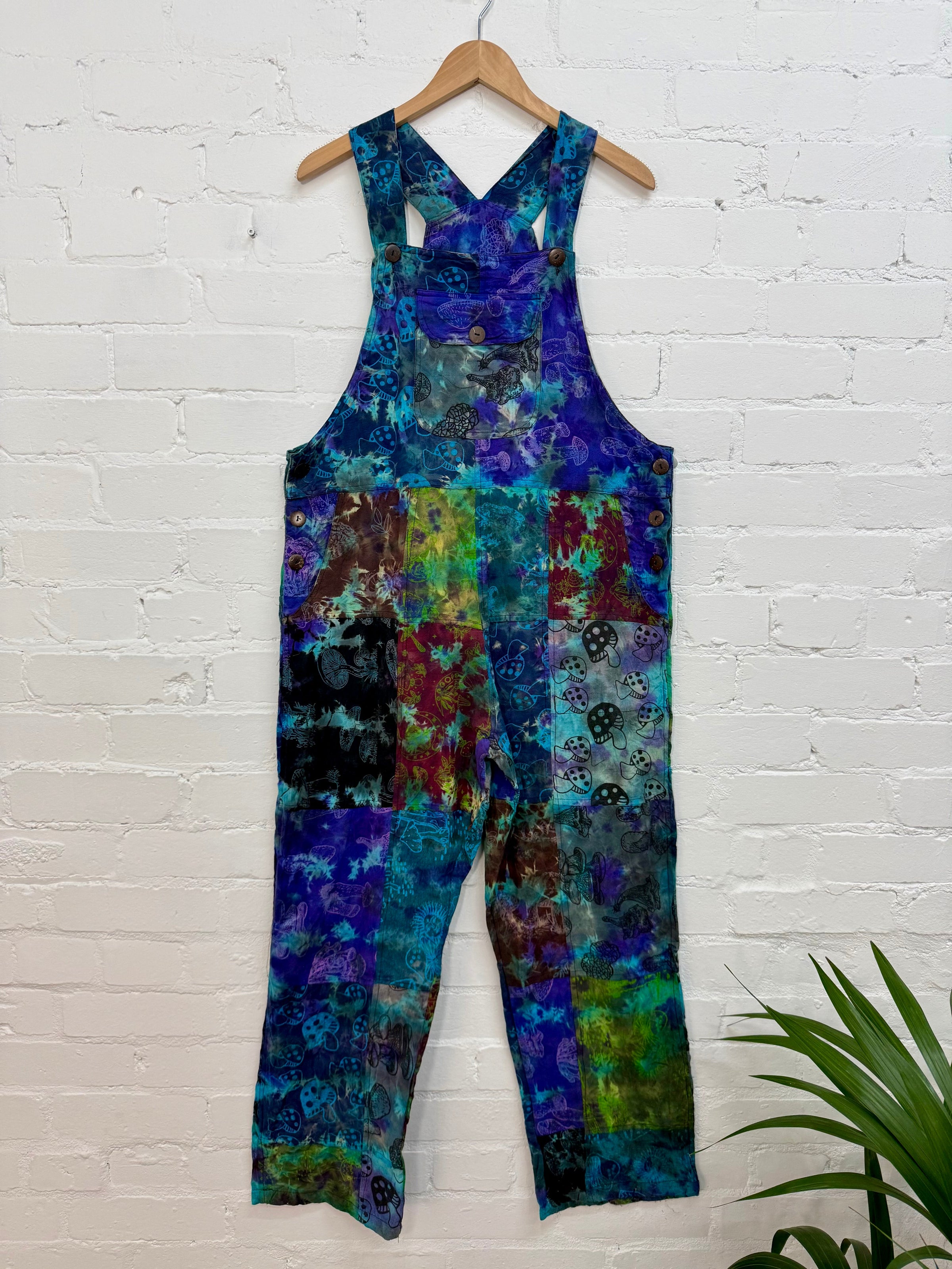 Tie-Dye Patchwork Long Dungarees