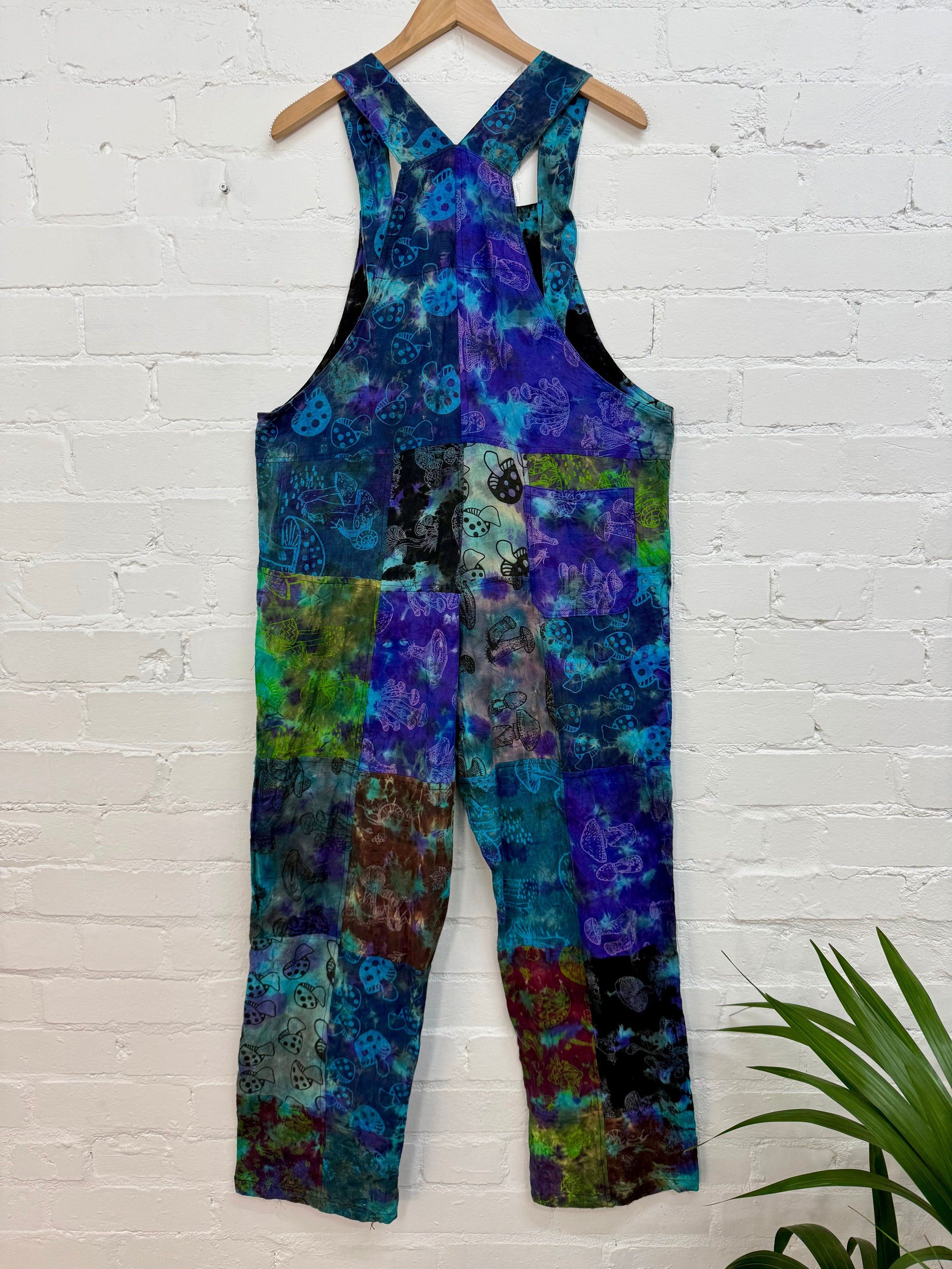 Tie-Dye Patchwork Long Dungarees