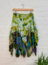 Tie-Dye & Patchwork Midi Skirt