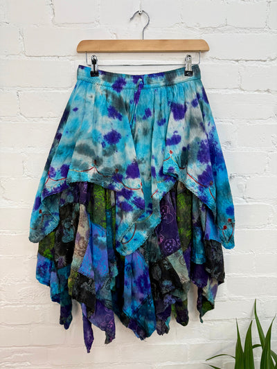 Tie-Dye & Patchwork Midi Skirt