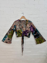 Tie-Dye & Patchwork Cropped Tie Top