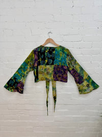 Tie-Dye & Patchwork Cropped Tie Top