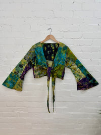 Tie-Dye & Patchwork Cropped Tie Top