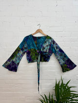 Tie-Dye & Patchwork Cropped Tie Top