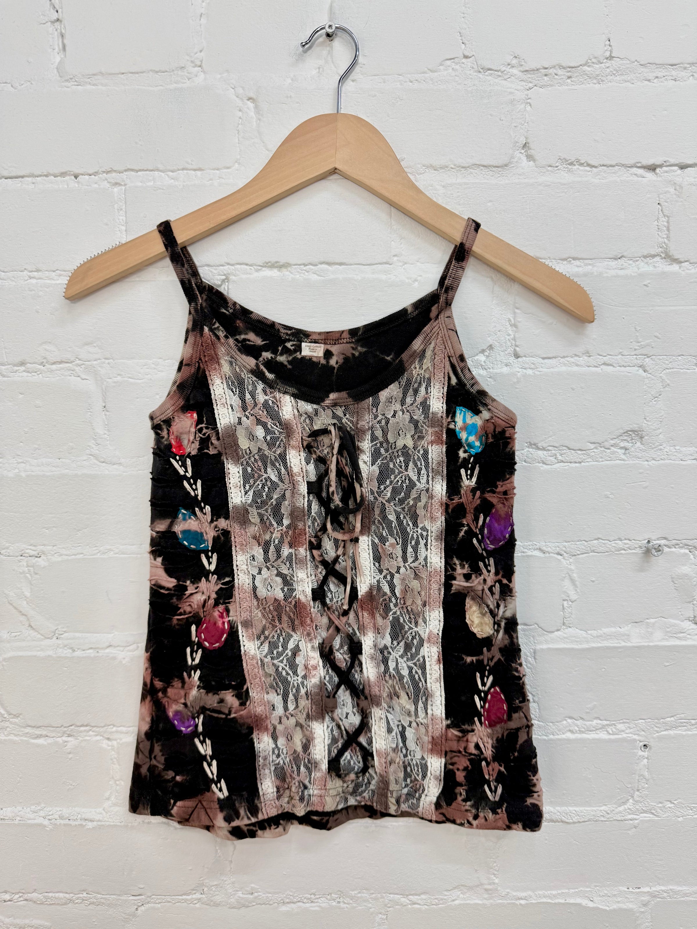 Tie-Dye & Lace Strappy Vest