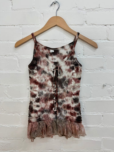 Tie-Dye & Lace Strappy Vest
