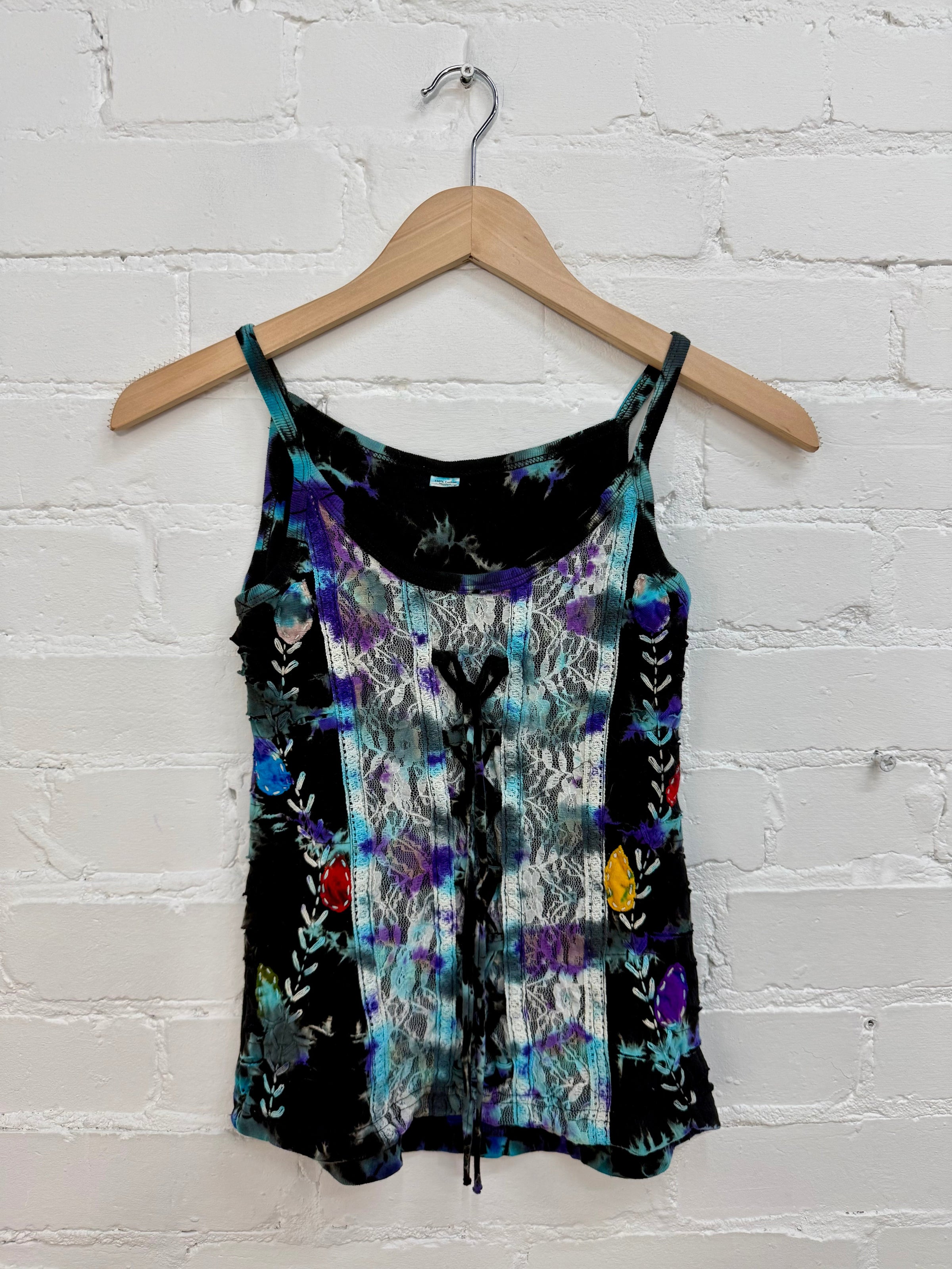 Tie-Dye & Lace Strappy Vest