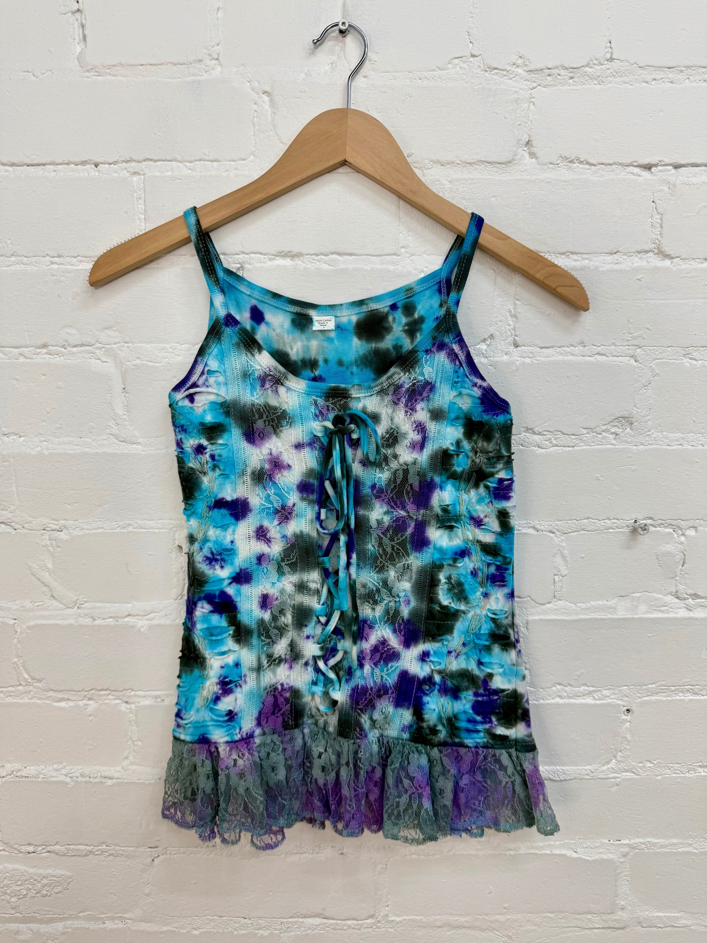 Tie-Dye & Lace Strappy Vest