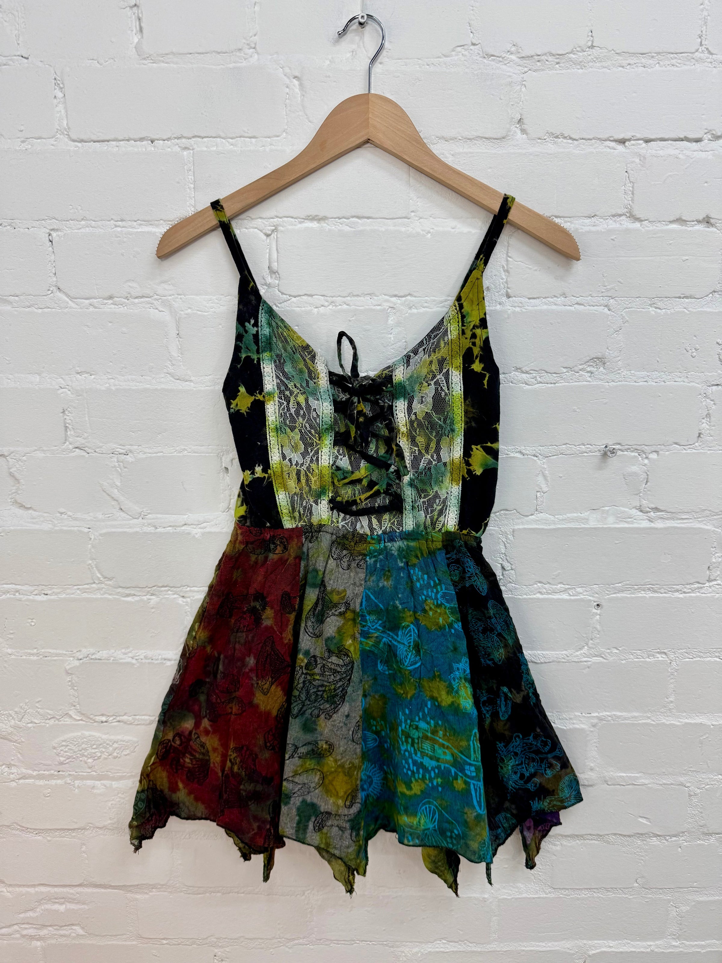Tie-Dye, Patchwork & Lace Vest Top