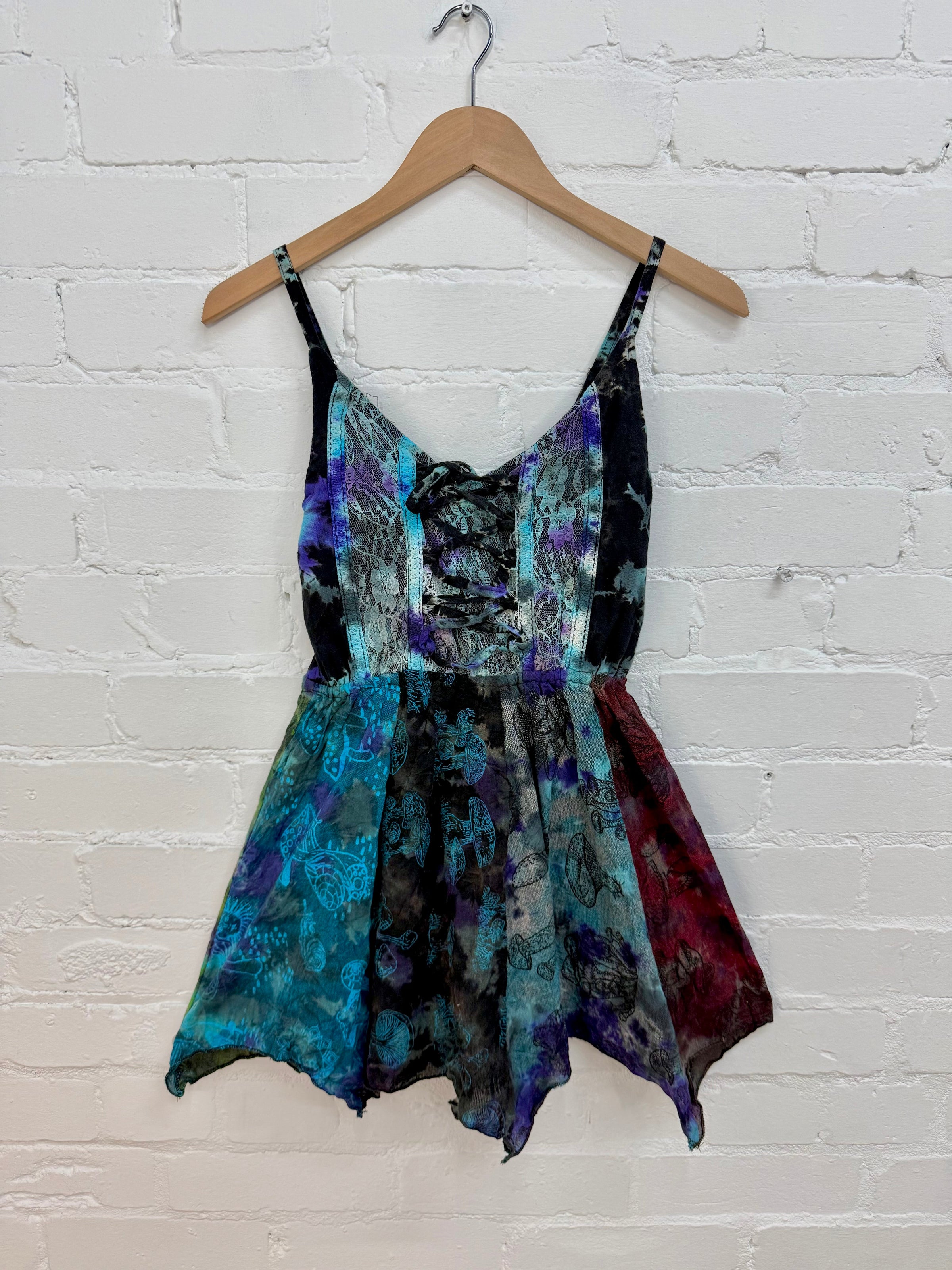 Tie-Dye, Patchwork & Lace Vest Top