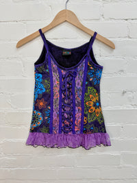 Stonewash & Flower Print Strappy Vest