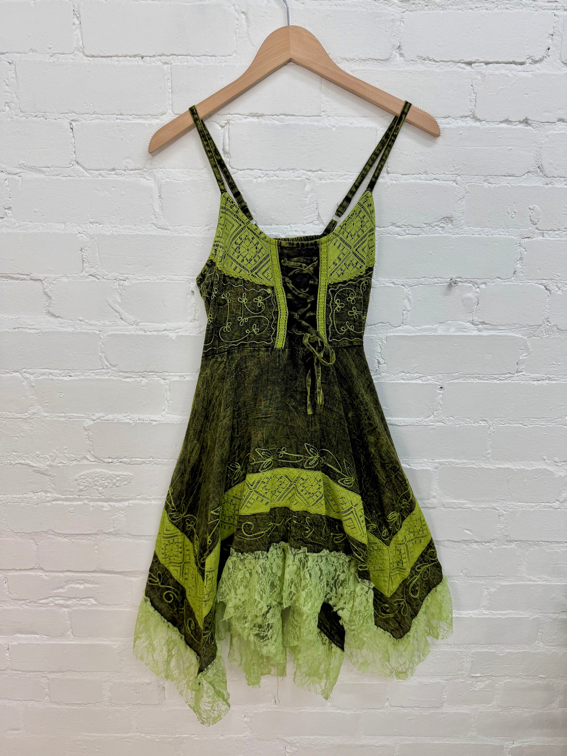 Stonewash & Lace Short Dress