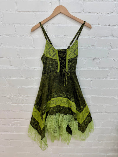 Stonewash & Lace Short Dress