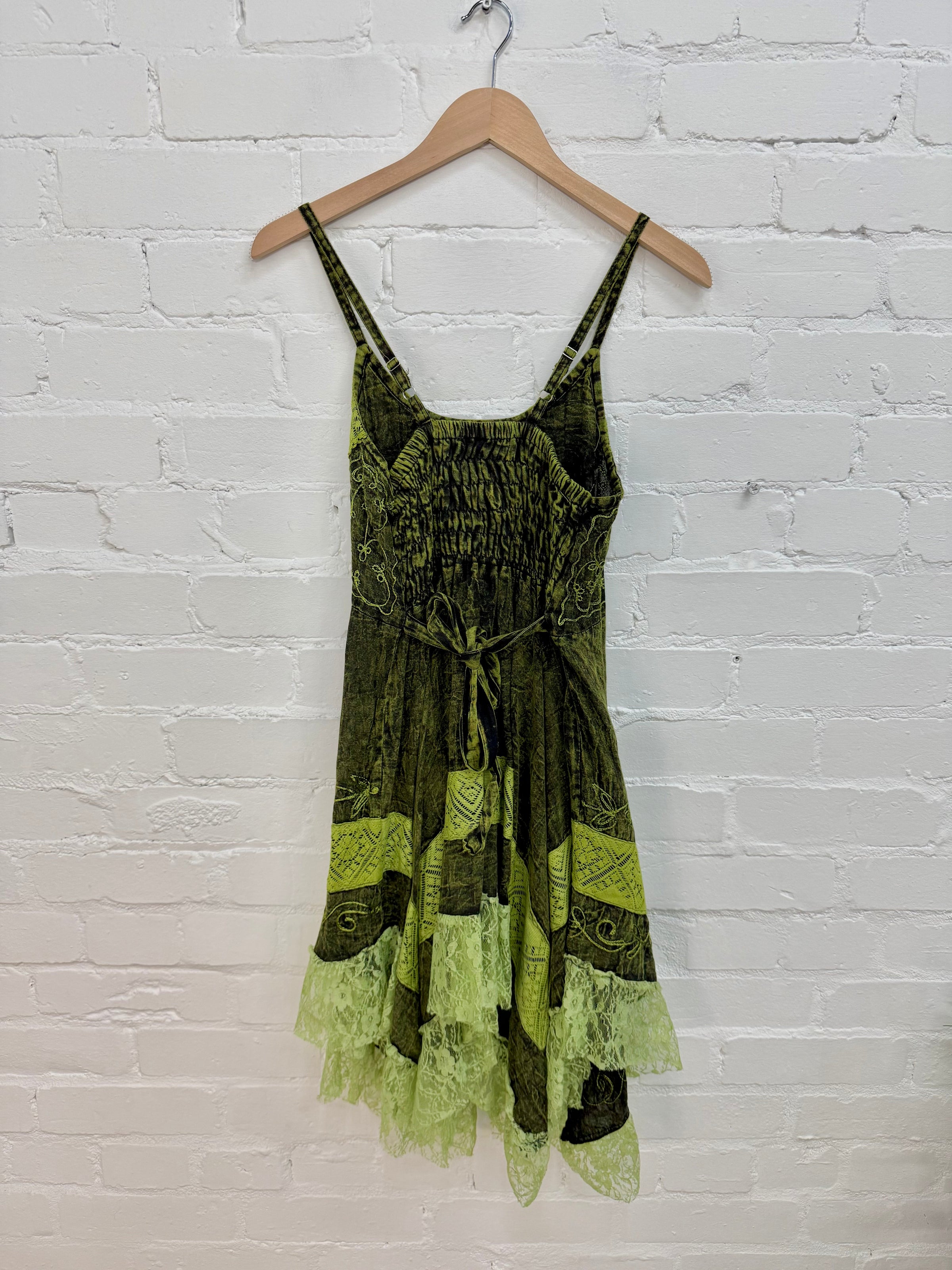 Stonewash & Lace Short Dress