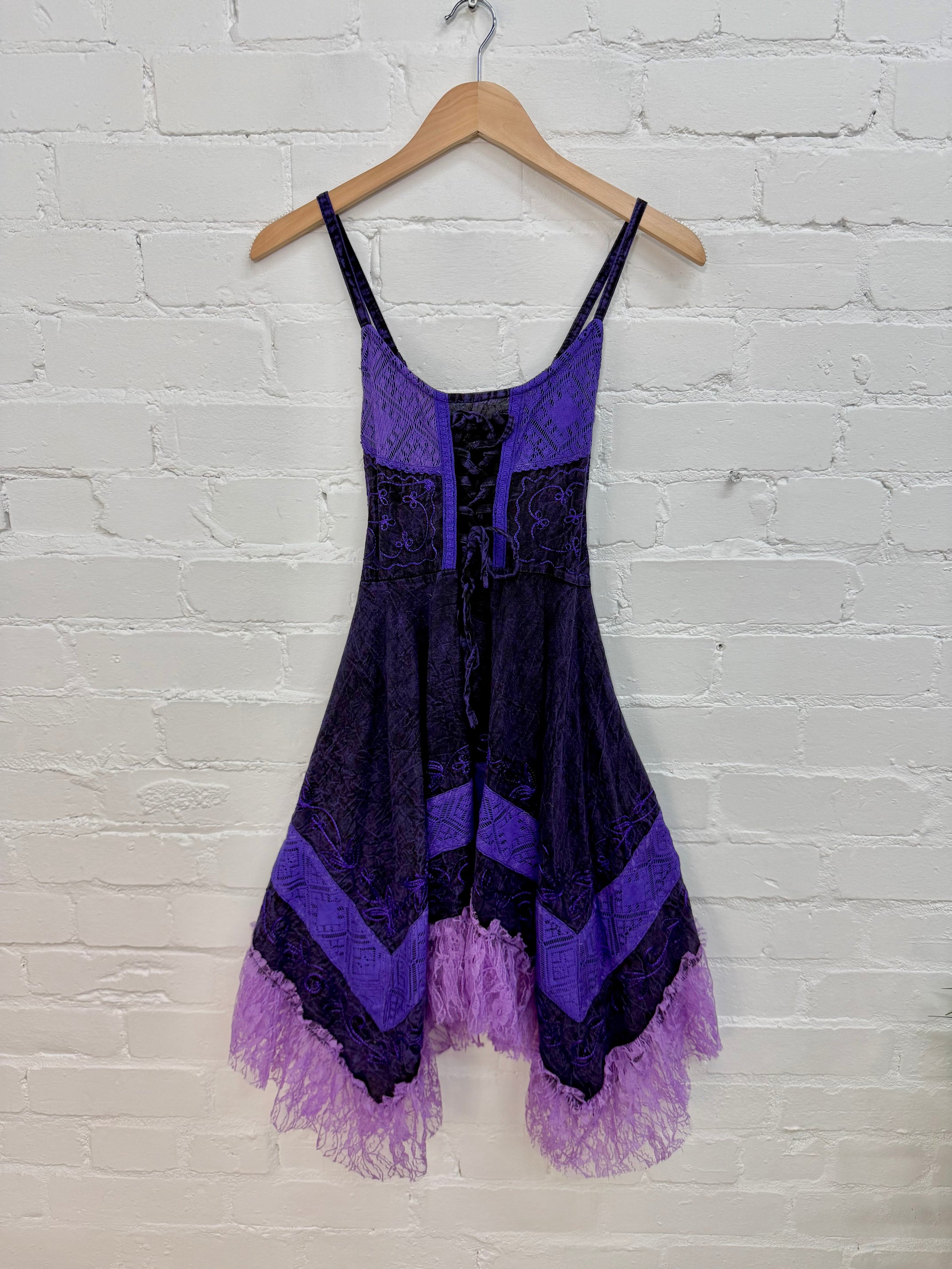 Stonewash & Lace Short Dress