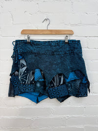 Stonewash & Patchwork Wrap Skirt