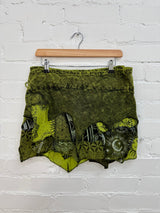 Stonewash & Patchwork Wrap Skirt