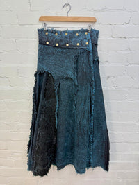 Stonewash Long Popper Skirt