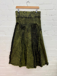 Stonewash Long Popper Skirt