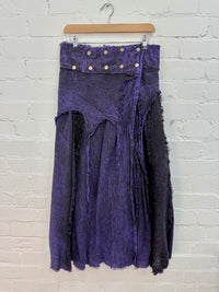 Stonewash Long Popper Skirt