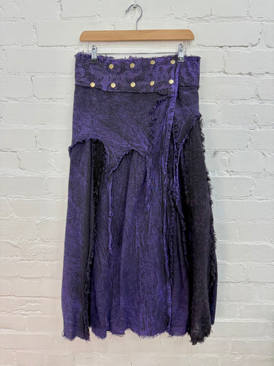 Stonewash Long Popper Skirt