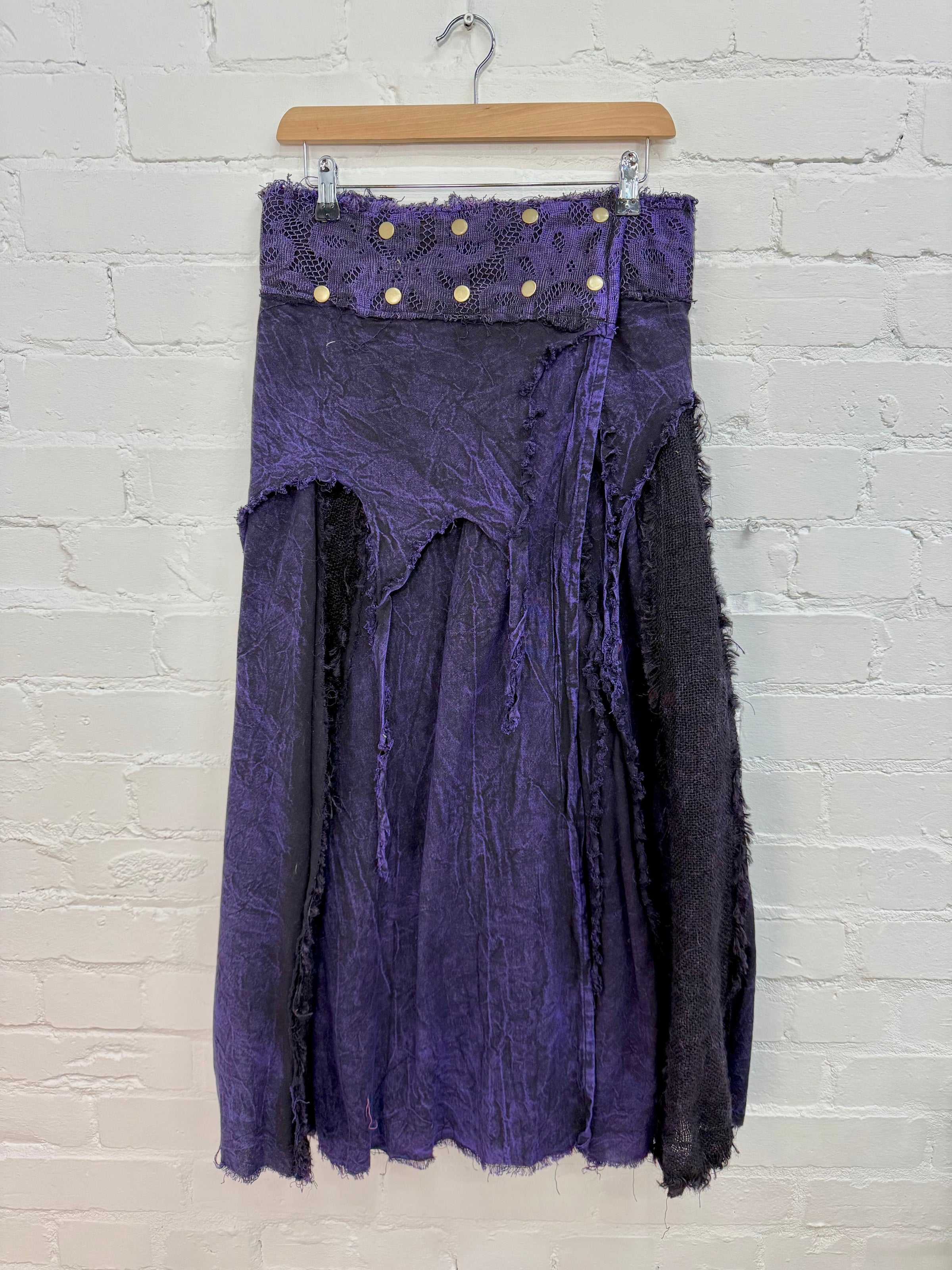 Stonewash Long Popper Skirt