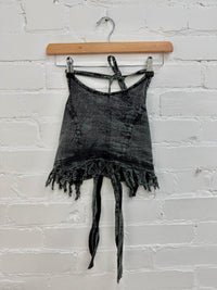 Stonewash Cropped Halter Tie Top