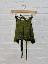 Stonewash Cropped Halter Tie Top