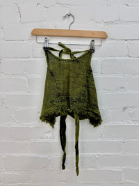Stonewash Cropped Halter Tie Top